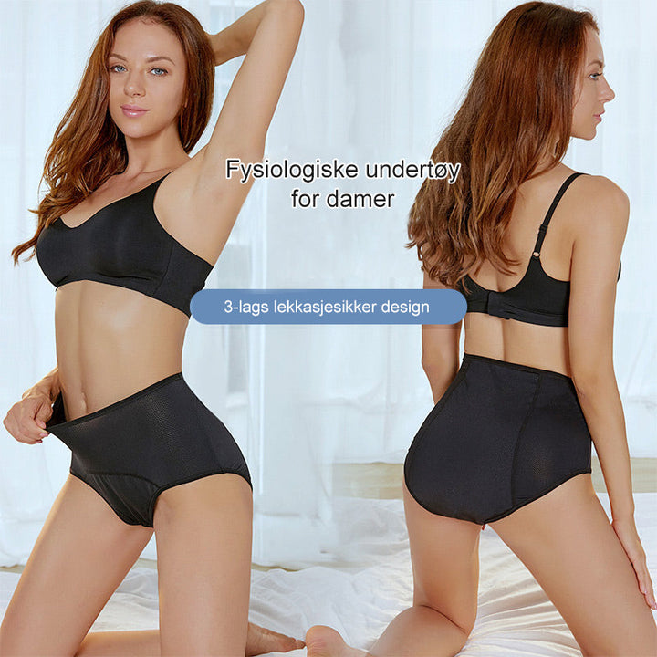 Zwei Ansichten einer Frau in schwarzem Slip und BH, links von vorn, rechts von hinten, kniend auf einem weißen Bett. 1