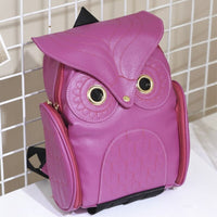 PU leather backpack with owl print for women – multi-pocket design