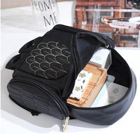 PU leather backpack with owl print for women – multi-pocket design