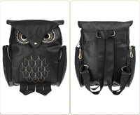 PU leather backpack with owl print for women – multi-pocket design