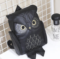 PU leather backpack with owl print for women – multi-pocket design