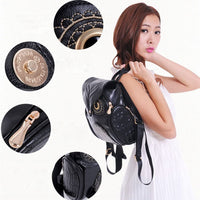 PU leather backpack with owl print for women – multi-pocket design