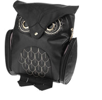 PU leather backpack with owl print for women – multi-pocket design