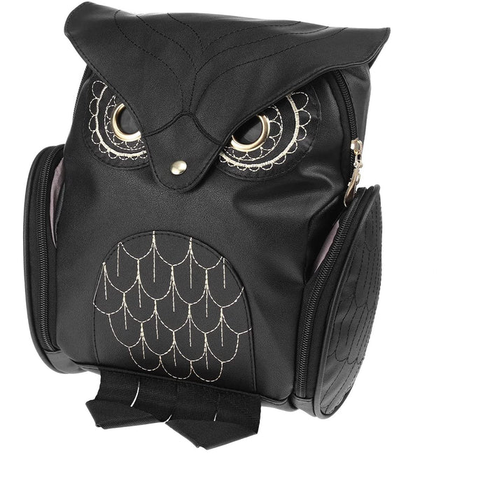 PU leather backpack with owl print for women – multi-pocket design