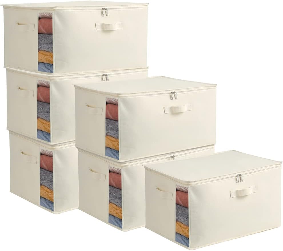 Canvas Dress Storage Organizer Set – Double Zipper Pocket with Handles and Viewing Window