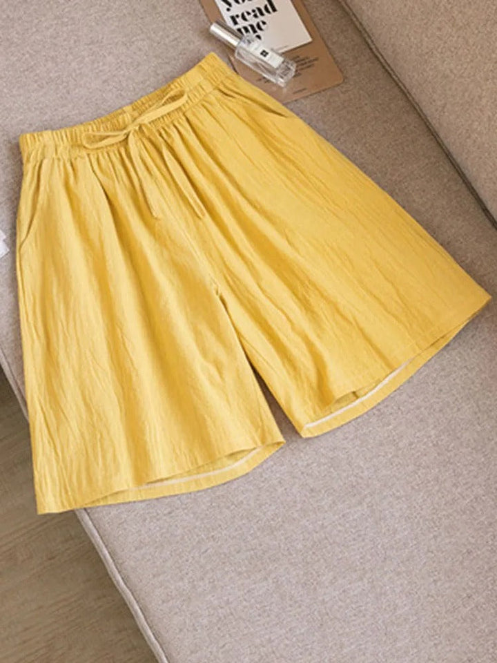 Comfortable & Airy Women's Cotton Shorts with Stretch Waist – Melina