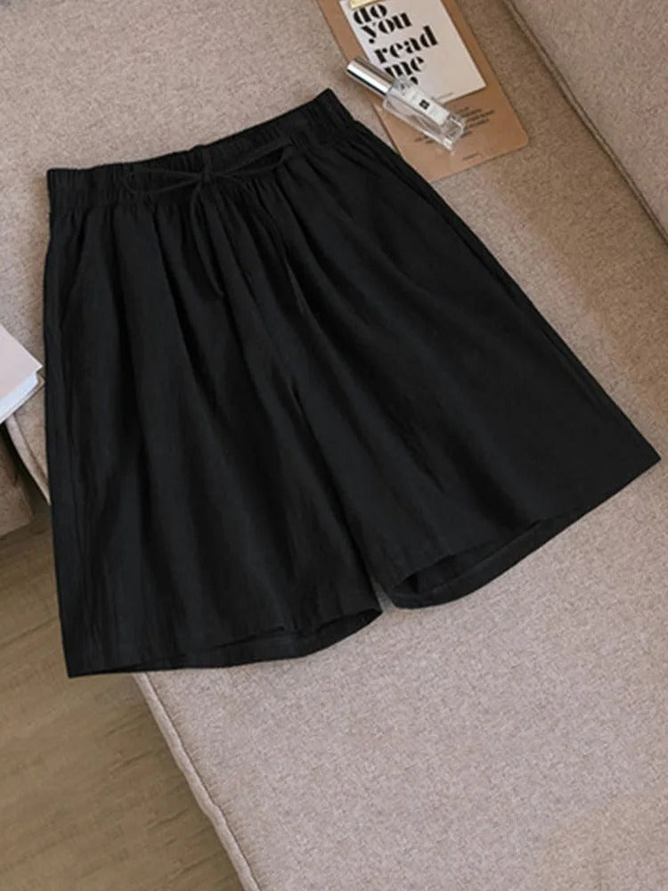 Comfortable & Airy Women's Cotton Shorts with Stretch Waist – Melina
