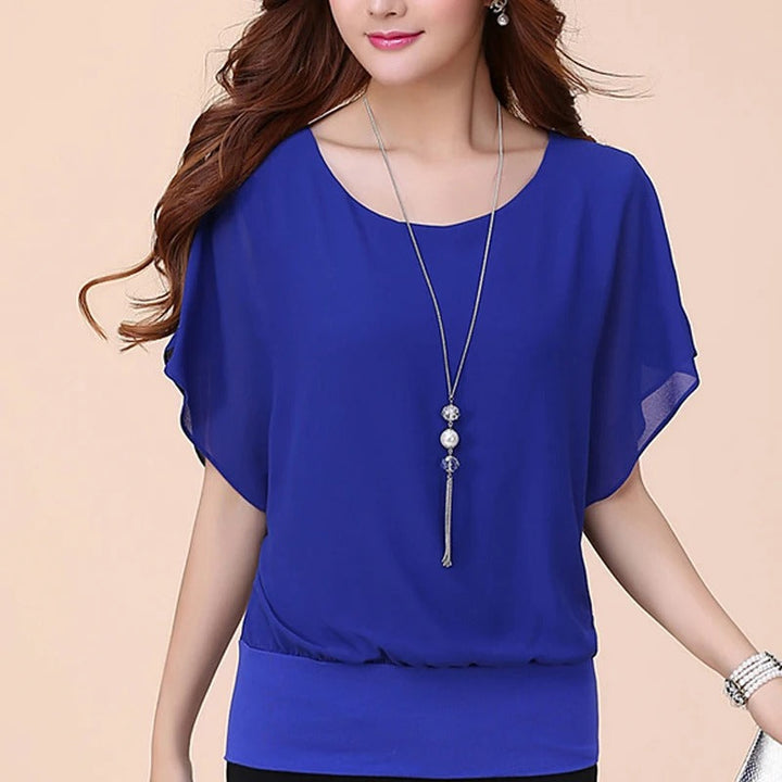 Blusa de gasa para mujer con mangas con volantes – Ariana
