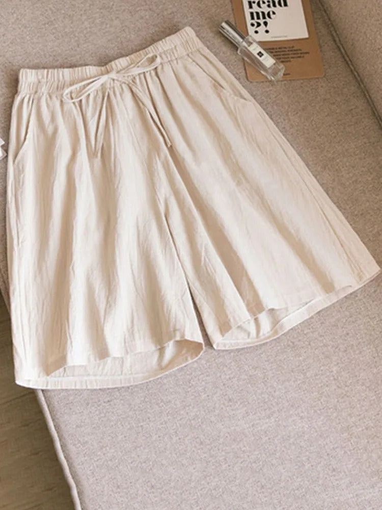Comfortable & Airy Women's Cotton Shorts with Stretch Waist – Melina