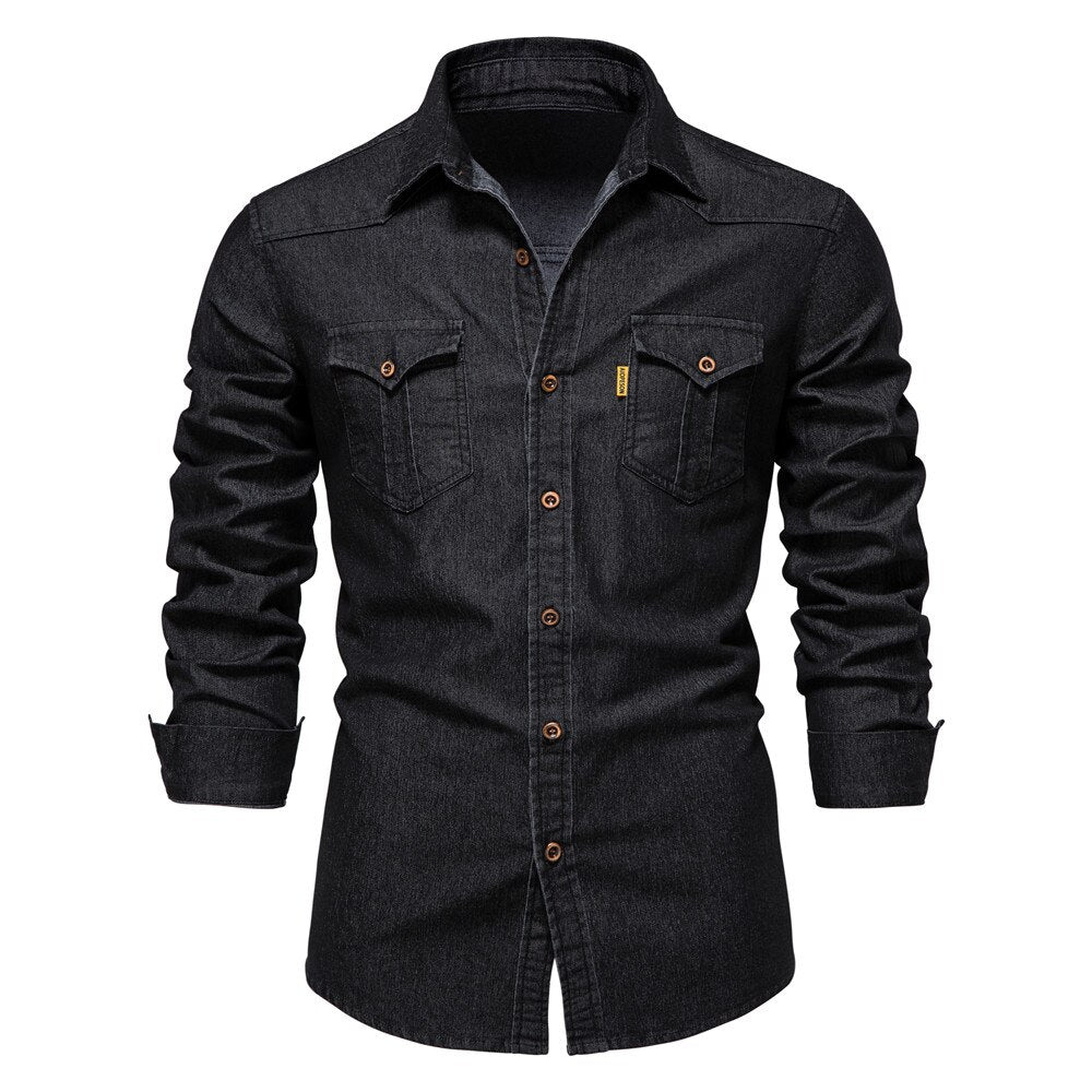 Elastic Cotton Denim Shirt - Logan