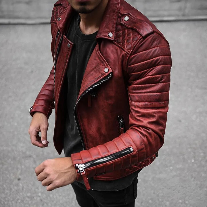 Men's Leather Biker Jacket – Cael