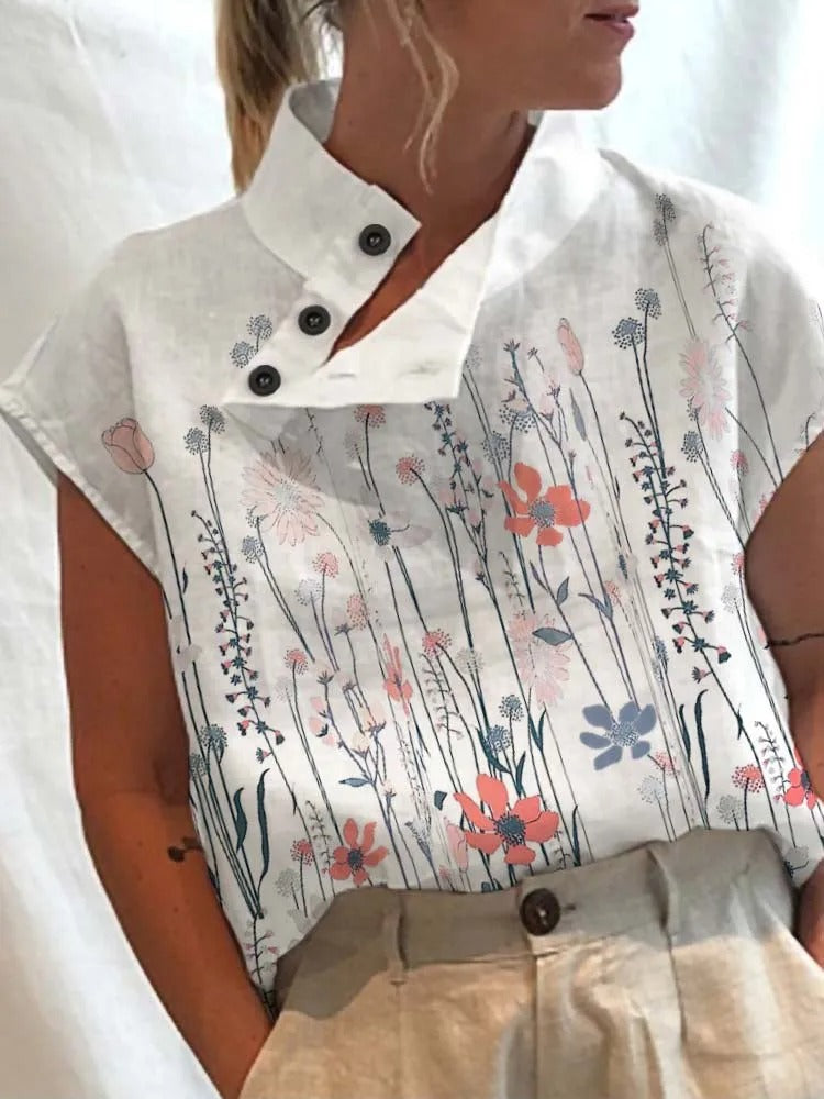 Kortærmet bluse med legende print – Felicia