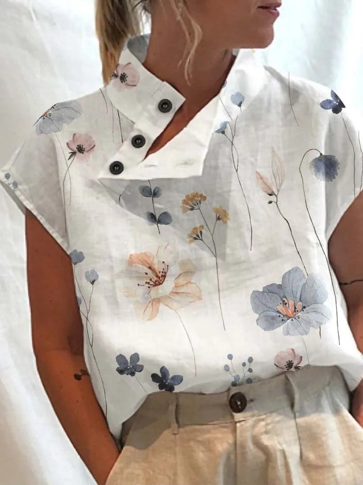 Kortærmet bluse med legende print – Felicia