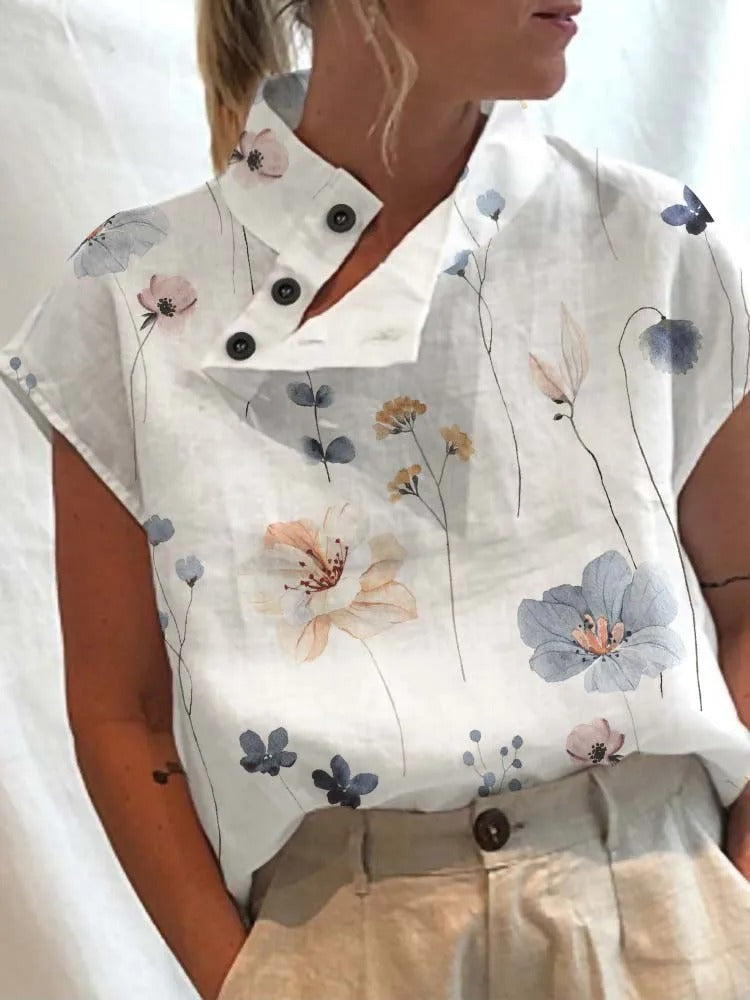 Kortærmet bluse med legende print – Felicia