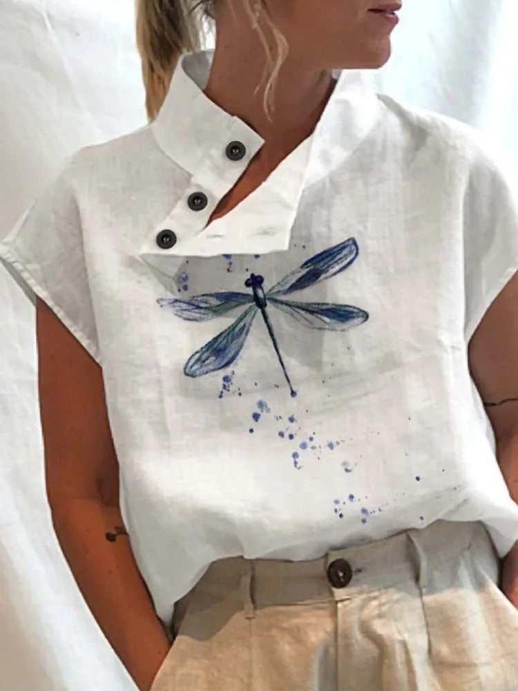 Kortærmet bluse med legende print – Felicia