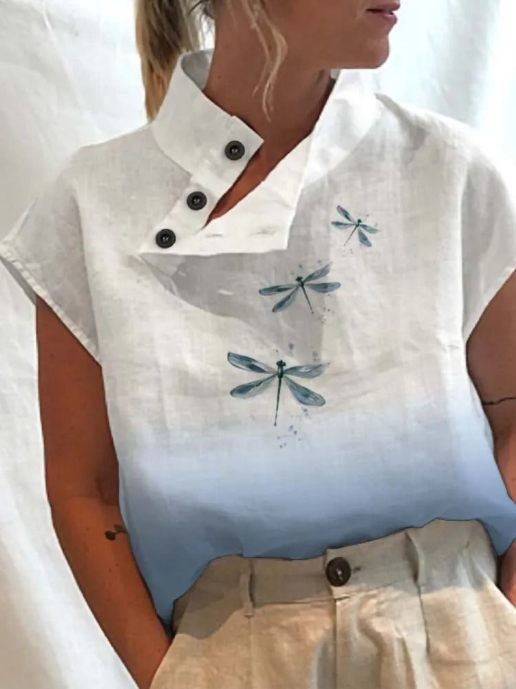 Kortærmet bluse med legende print – Felicia
