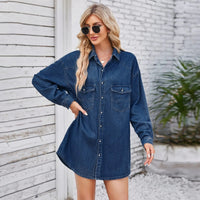 Casual denim shirt dress with button placket – Lianne