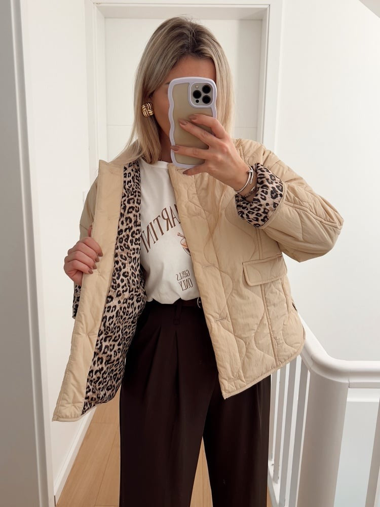 Elegant women's jacket with leopard lining – Narela