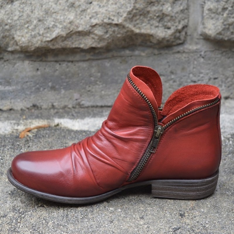 Trendy leather women's strappy boots – Eva