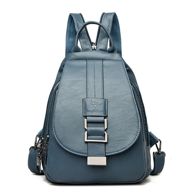 Premium waterproof leather backpack for women