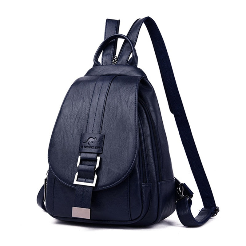 Premium waterproof leather backpack for women