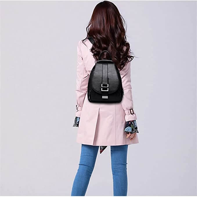 Premium waterproof leather backpack for women