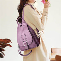 Premium waterproof leather backpack for women