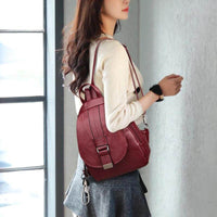 Premium waterproof leather backpack for women