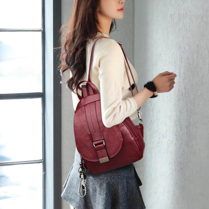 Premium waterproof leather backpack for women