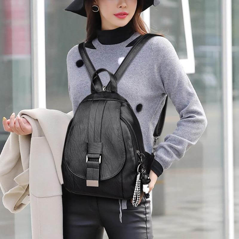 Premium waterproof leather backpack for women