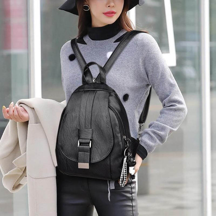 Premium waterproof leather backpack for women