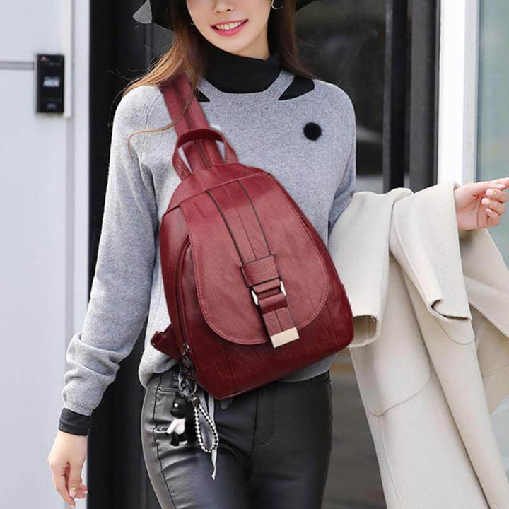 Premium waterproof leather backpack for women