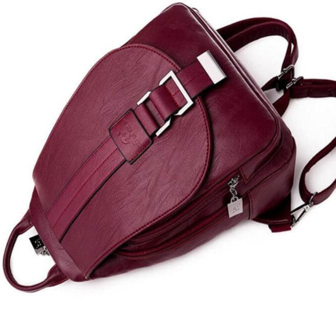 Premium waterproof leather backpack for women