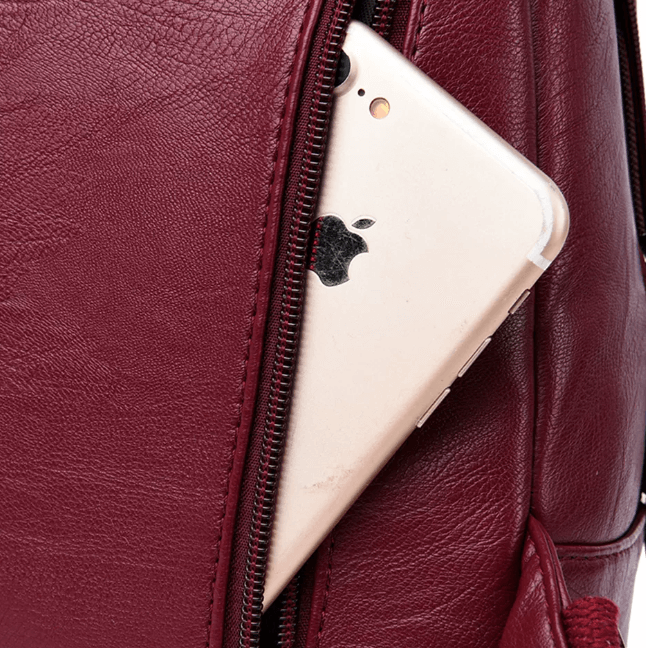 Premium waterproof leather backpack for women