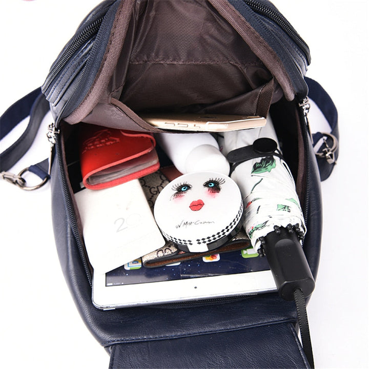 Premium waterproof leather backpack for women