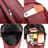 Premium waterproof leather backpack for women
