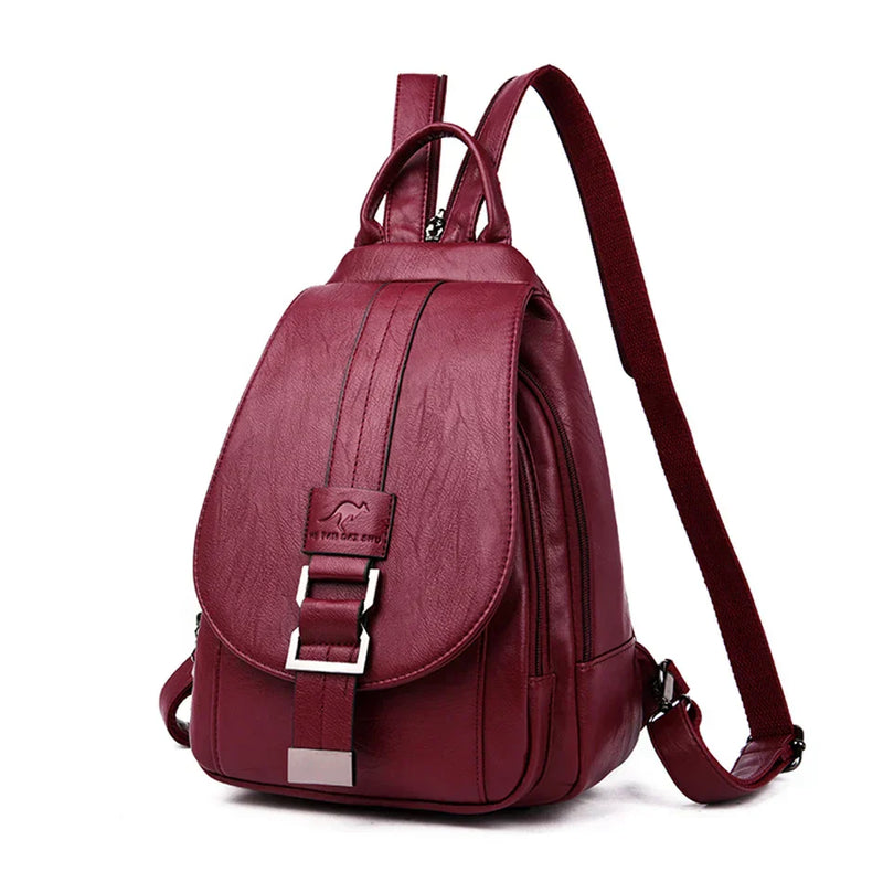 Premium waterproof leather backpack for women