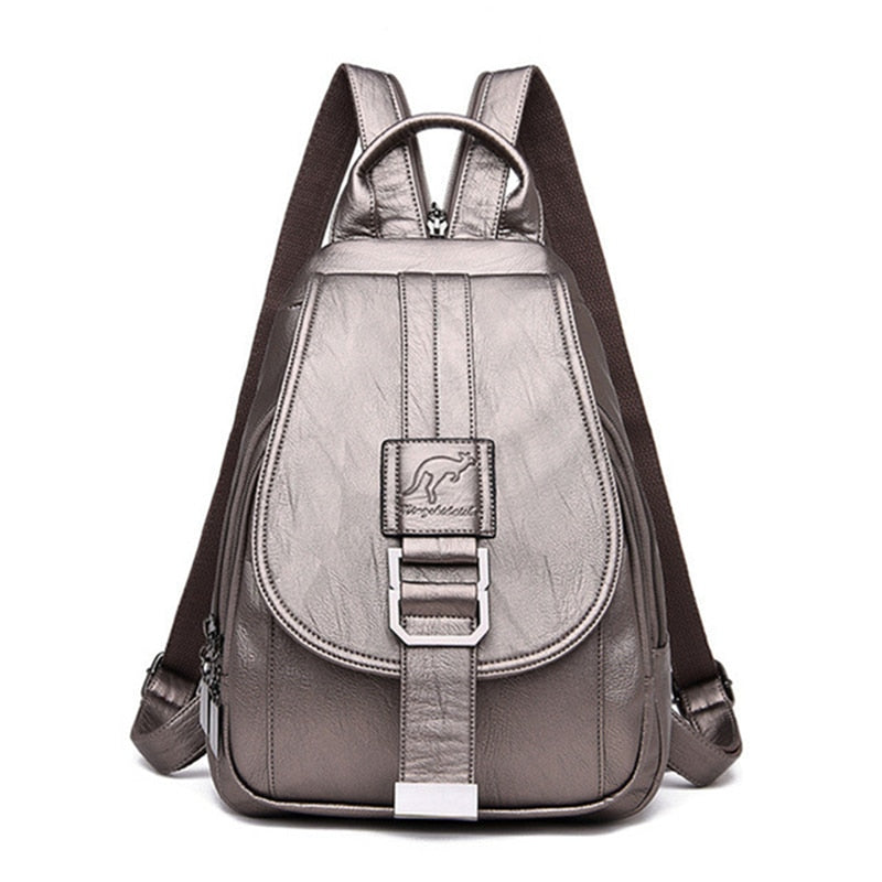 Premium waterproof leather backpack for women