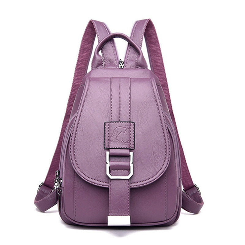 Premium waterproof leather backpack for women