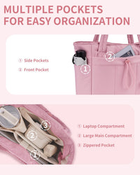 Bolso tote acolchado con portavasos y compartimento para portátil para viajes y trabajo
