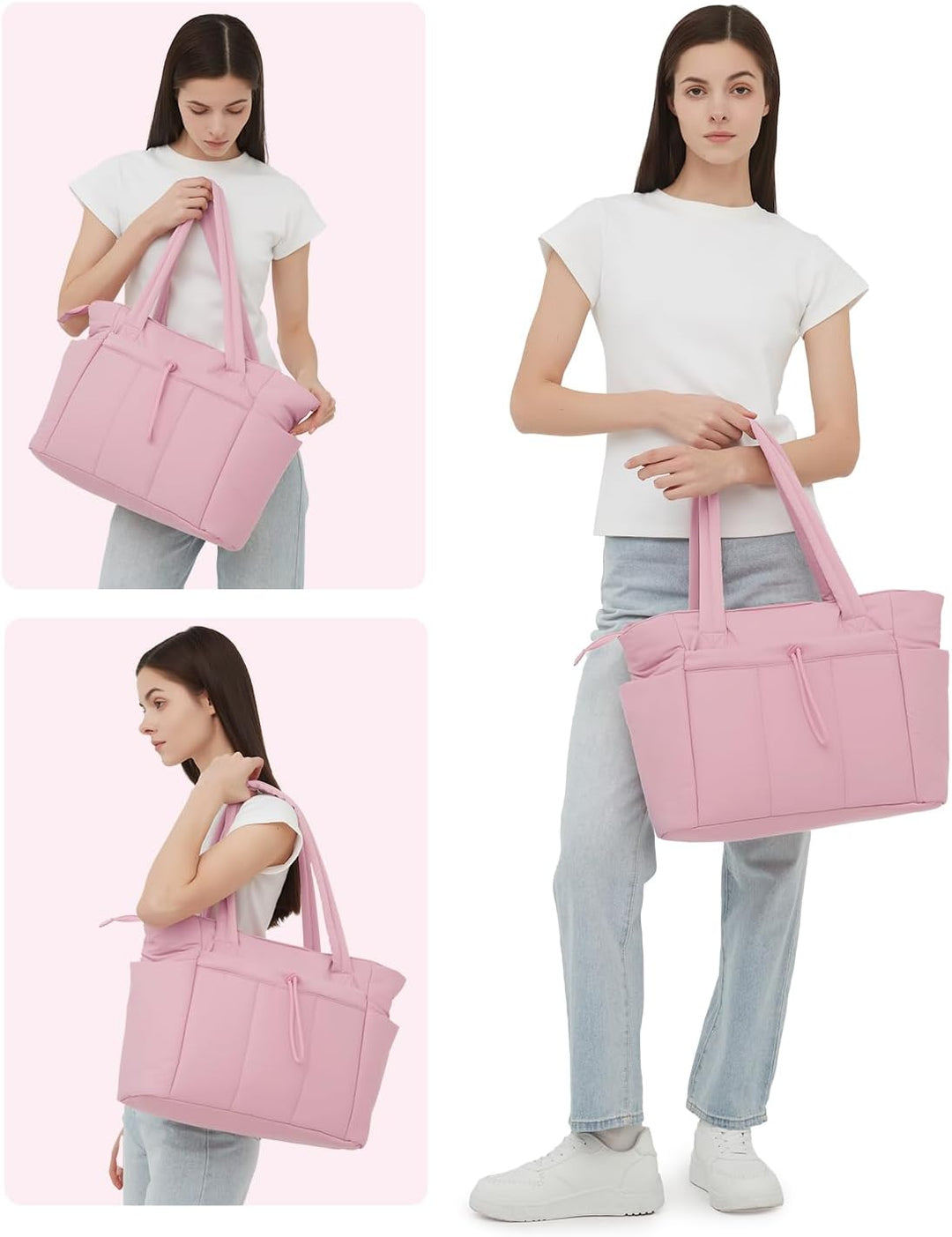 Bolso tote acolchado con portavasos y compartimento para portátil para viajes y trabajo
