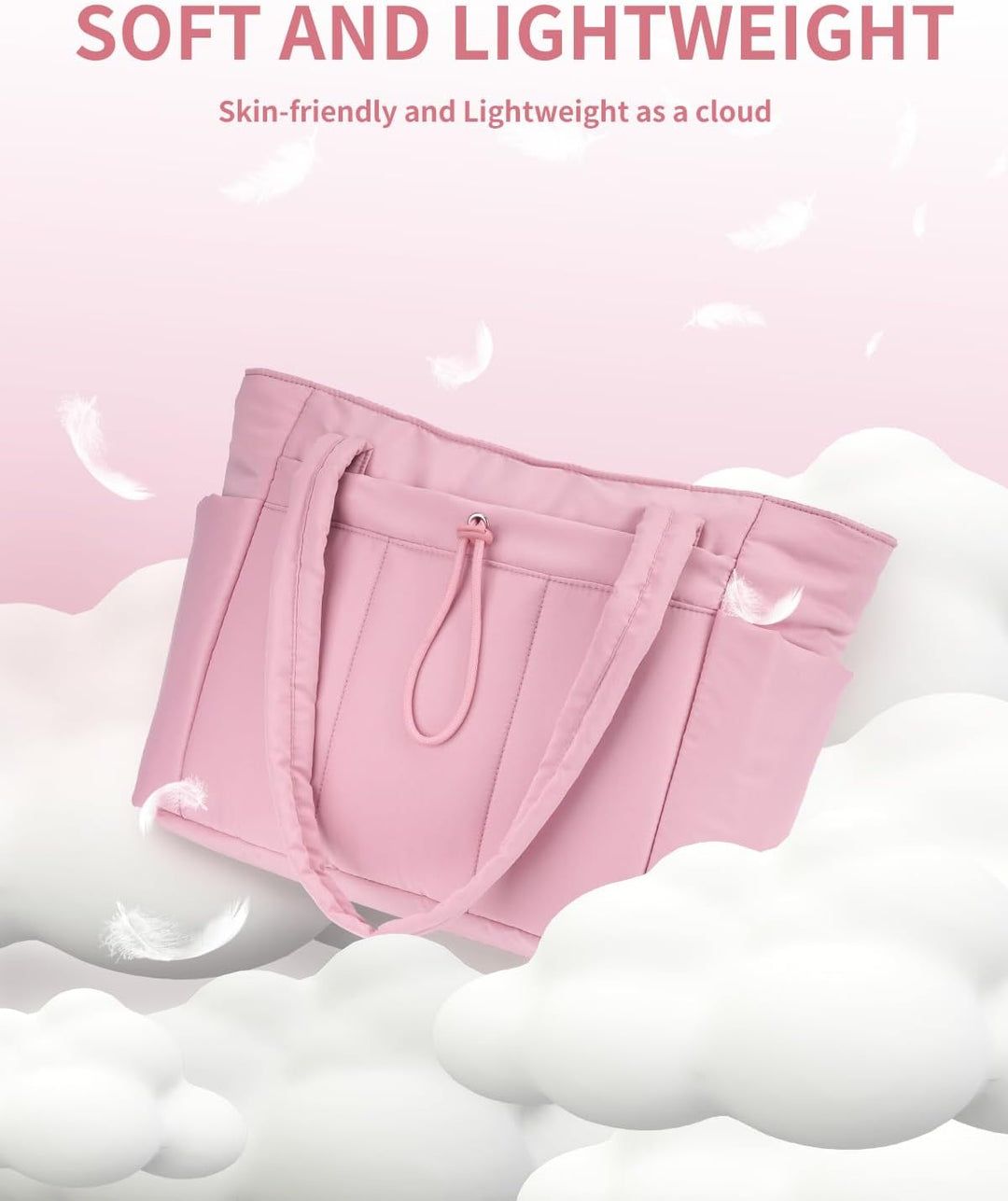Bolso tote acolchado con portavasos y compartimento para portátil para viajes y trabajo