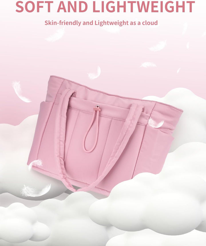Bolso tote acolchado con portavasos y compartimento para portátil para viajes y trabajo