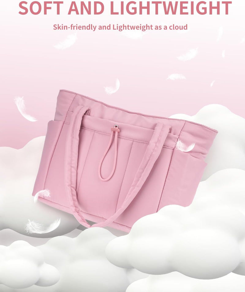 Bolso tote acolchado con portavasos y compartimento para portátil para viajes y trabajo