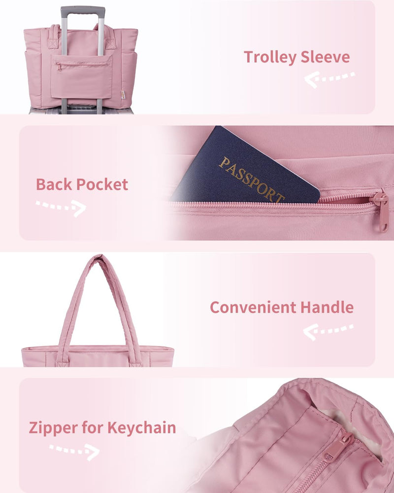 Bolso tote acolchado con portavasos y compartimento para portátil para viajes y trabajo