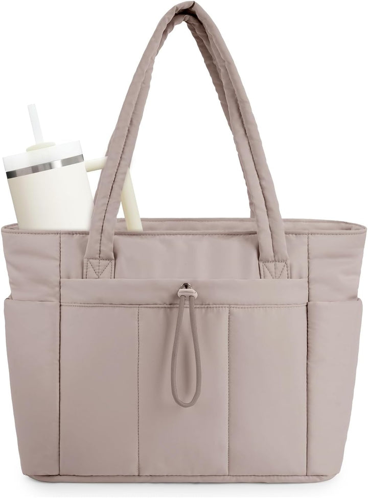 Bolso tote acolchado con portavasos y compartimento para portátil para viajes y trabajo