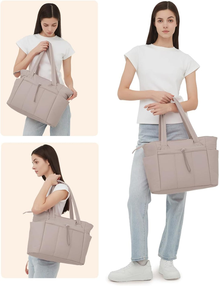 Bolso tote acolchado con portavasos y compartimento para portátil para viajes y trabajo