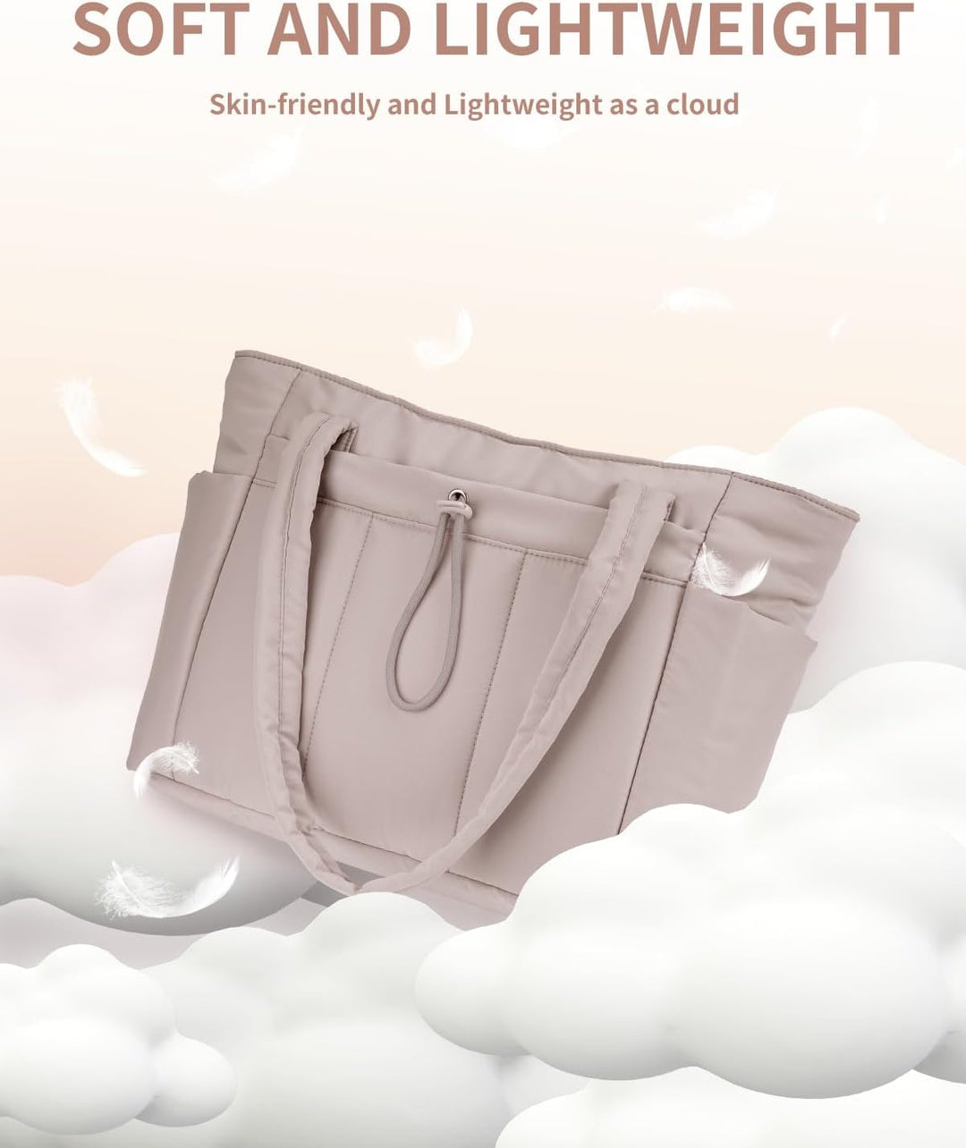 Bolso tote acolchado con portavasos y compartimento para portátil para viajes y trabajo