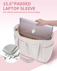 Bolso tote acolchado con portavasos y compartimento para portátil para viajes y trabajo