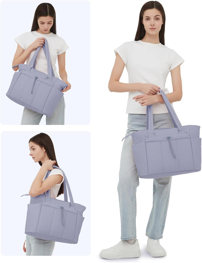 Bolso tote acolchado con portavasos y compartimento para portátil para viajes y trabajo